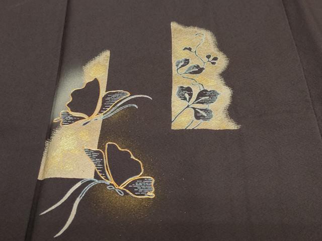 平和屋着物●訪問着　駒刺繍　流水花蝶文　暈し染め　金彩　正絹　逸品　DABC2544ud