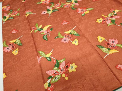 平和屋着物●上質な小紋　型染め　草花文　ロング丈　正絹　逸品　DABC2546ud