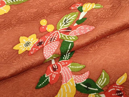 平和屋着物●上質な小紋　型染め　草花文　ロング丈　正絹　逸品　DABC2546ud