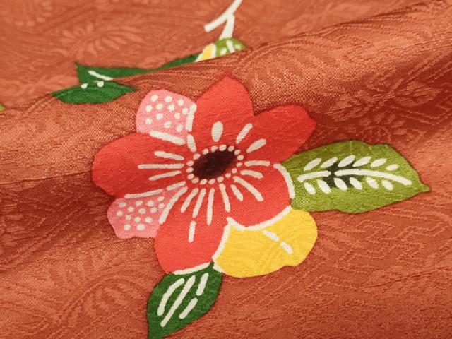 平和屋着物●上質な小紋　型染め　草花文　ロング丈　正絹　逸品　DABC2546ud