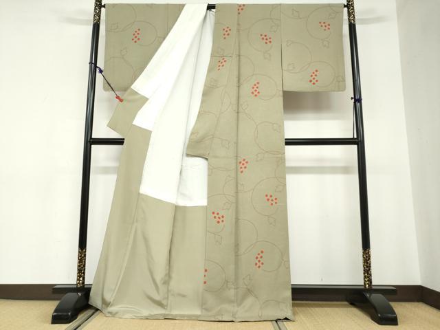 平和屋着物●上質な小紋　絞り　葡萄蔦の葉文　正絹　逸品　DABC2549ud