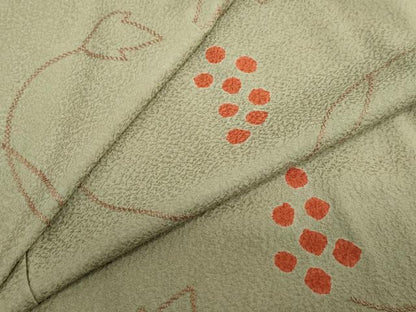 平和屋着物●上質な小紋　絞り　葡萄蔦の葉文　正絹　逸品　DABC2549ud