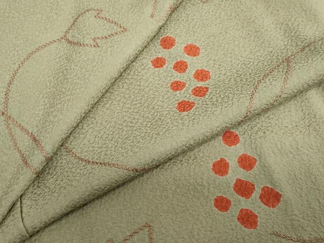 平和屋着物●上質な小紋　絞り　葡萄蔦の葉文　正絹　逸品　DABC2549ud