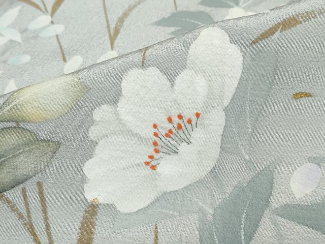 平和屋着物●訪問着　手描き　草花文　正絹　逸品　DABC2551ud