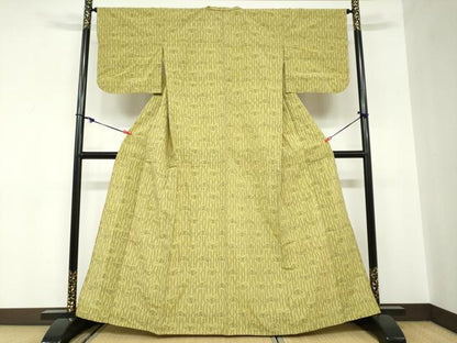 平和屋着物●久留米絣　単衣　舞蝶文　綿　逸品　DABC2552ud