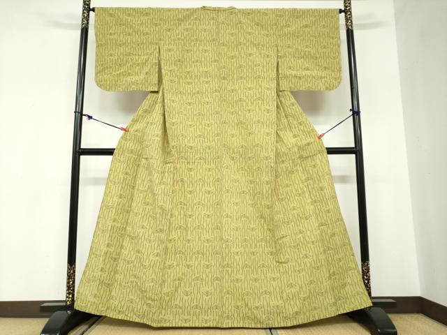 平和屋着物●久留米絣　単衣　舞蝶文　綿　逸品　DABC2552ud
