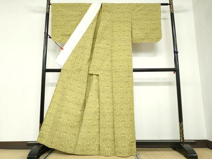 平和屋着物●久留米絣　単衣　舞蝶文　綿　逸品　DABC2552ud