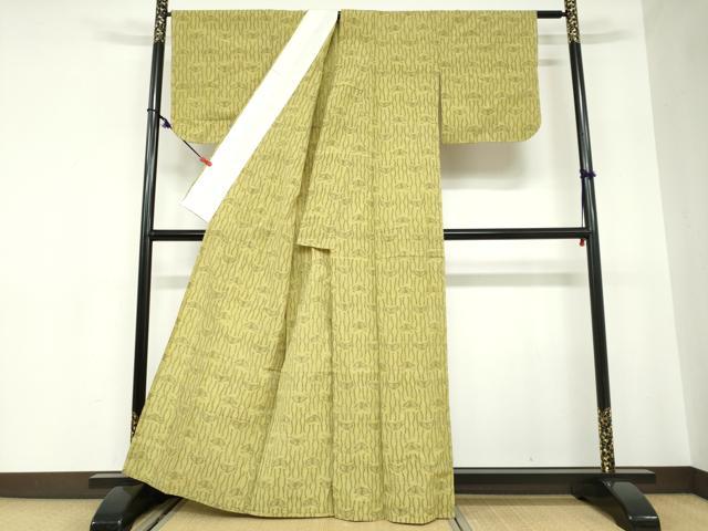 平和屋着物●久留米絣　単衣　舞蝶文　綿　逸品　DABC2552ud