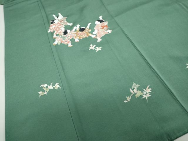 平和屋着物●訪問着　友禅　童子遊び　正絹　逸品　DABC2553ud