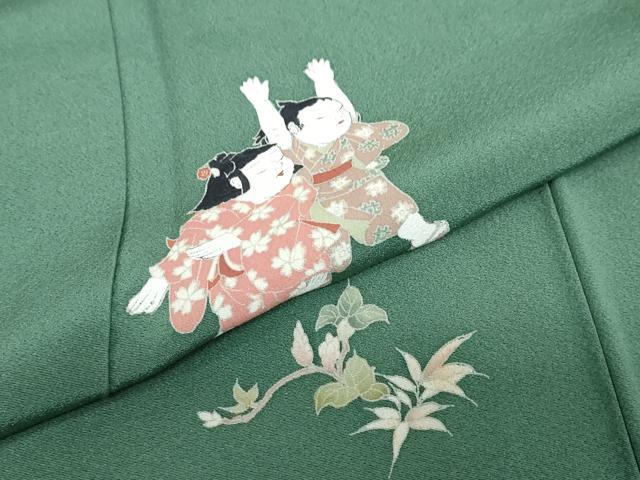 平和屋着物●訪問着　友禅　童子遊び　正絹　逸品　DABC2553ud