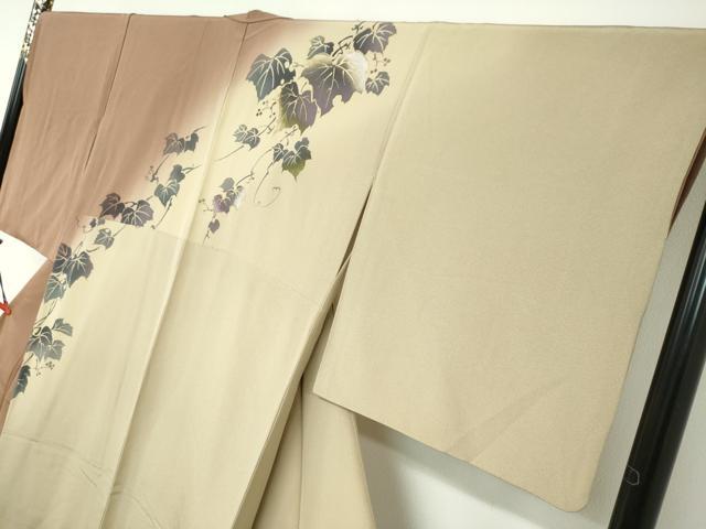 平和屋着物●訪問着　作家物　蔦の葉文　暈し染め　金銀彩　正絹　逸品　DABC2555ud
