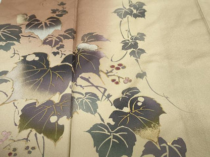 平和屋着物●訪問着　作家物　蔦の葉文　暈し染め　金銀彩　正絹　逸品　DABC2555ud