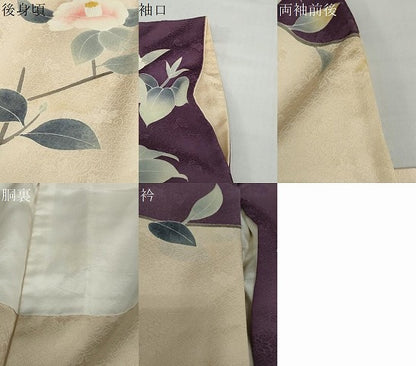 平和屋着物●豪華振袖　友禅　枝椿文　正絹　逸品　DABC2556ud