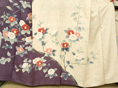 平和屋着物●豪華振袖　友禅　枝椿文　正絹　逸品　DABC2556ud