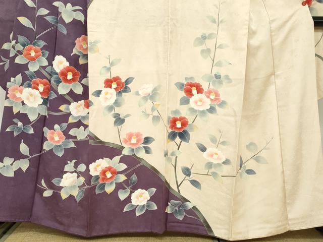 平和屋着物●豪華振袖　友禅　枝椿文　正絹　逸品　DABC2556ud