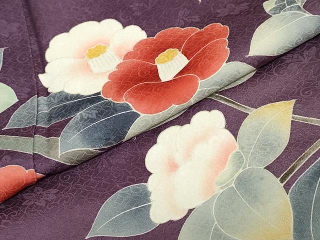 平和屋着物●豪華振袖　友禅　枝椿文　正絹　逸品　DABC2556ud