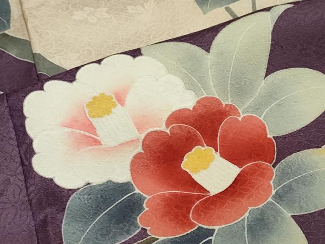 平和屋着物●豪華振袖　友禅　枝椿文　正絹　逸品　DABC2556ud