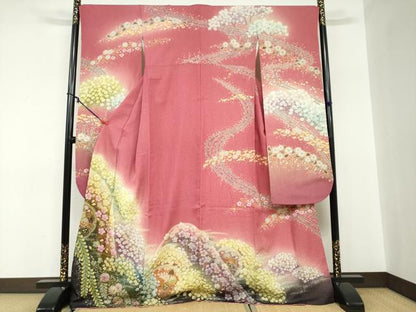 平和屋着物●吉乃一廉　幻の辻が花　振袖　絞り　辻が花　金彩　金通し地　京都きもの友禅扱い　正絹　逸品　DABC2562ud