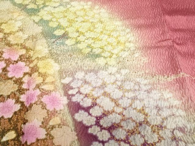 平和屋着物●吉乃一廉　幻の辻が花　振袖　絞り　辻が花　金彩　金通し地　京都きもの友禅扱い　正絹　逸品　DABC2562ud