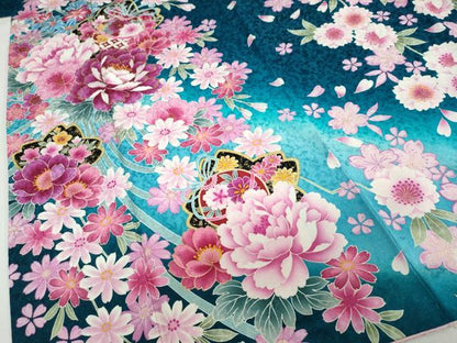 平和屋着物●豪華振袖　刺繍　草花文　暈し染め　金彩　銀通し地　正絹　逸品　DABC2563ud