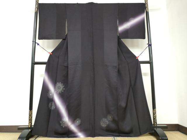 平和屋着物●訪問着　洋花文　暈し染め　ラインストーン　銀彩　正絹　逸品　DABC2564ud