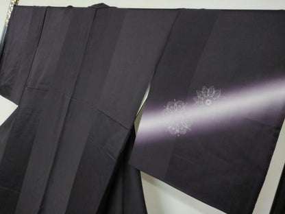 平和屋着物●訪問着　洋花文　暈し染め　ラインストーン　銀彩　正絹　逸品　DABC2564ud