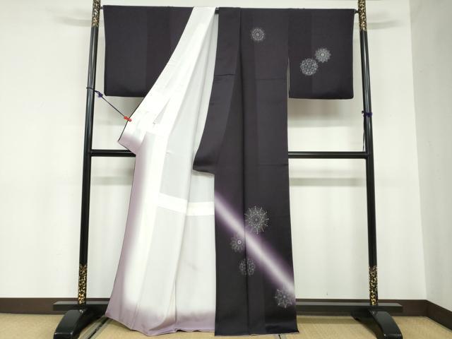 平和屋着物●訪問着　洋花文　暈し染め　ラインストーン　銀彩　正絹　逸品　DABC2564ud