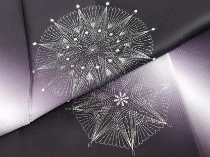 平和屋着物●訪問着　洋花文　暈し染め　ラインストーン　銀彩　正絹　逸品　DABC2564ud