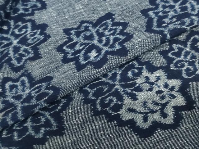 平和屋着物●久留米絣　単衣　舞花文　綿　逸品　DABC2568ud