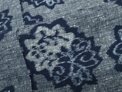 平和屋着物●久留米絣　単衣　舞花文　綿　逸品　DABC2568ud