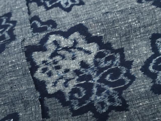 平和屋着物●久留米絣　単衣　舞花文　綿　逸品　DABC2568ud