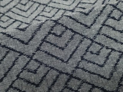 平和屋着物●久留米絣　単衣　幾何学文様　綿　逸品　DABC2569ud