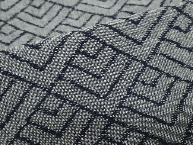 平和屋着物●久留米絣　単衣　幾何学文様　綿　逸品　DABC2569ud