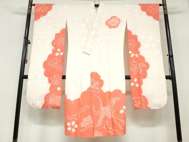 平和屋着物●振袖用長襦袢　袷　絞り　飛鶴草花文　正絹　逸品　DABC2570ud
