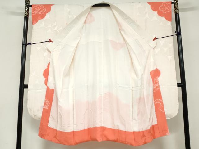 平和屋着物●振袖用長襦袢　袷　絞り　飛鶴草花文　正絹　逸品　DABC2570ud