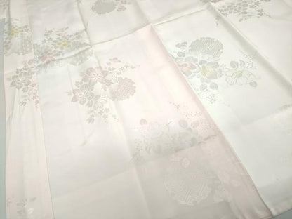 平和屋着物●振袖用長襦袢　袷　雪輪草花地紋　暈し染め　半衿刺繍　正絹　逸品　DABC2571ud