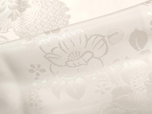 平和屋着物●振袖用長襦袢　袷　雪輪草花地紋　暈し染め　半衿刺繍　正絹　逸品　DABC2571ud