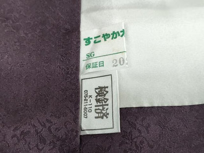 平和屋着物●訪問着　草花文　暈し染め　金銀彩　ロング丈　正絹　逸品　DABC2572ud