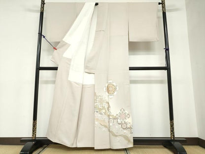 平和屋着物●豪華色留袖　駒刺繍　道長吉祥草花文　金彩　正絹　逸品　DABC2574ud