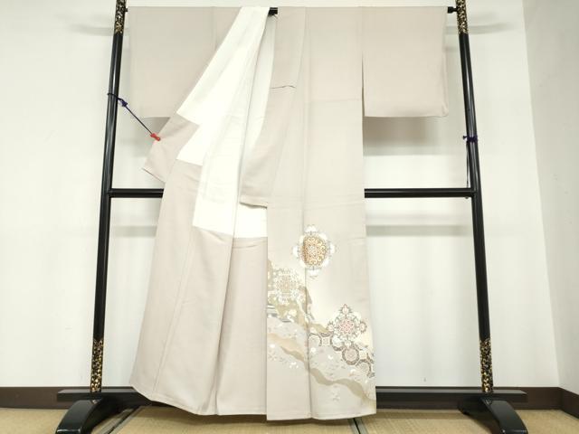 平和屋着物●豪華色留袖　駒刺繍　道長吉祥草花文　金彩　正絹　逸品　DABC2574ud