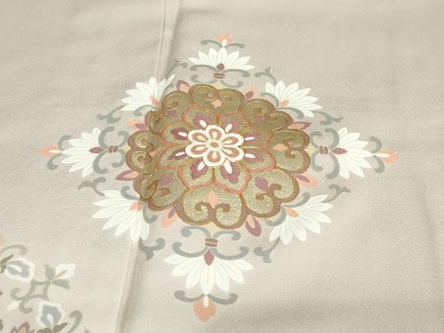 平和屋着物●豪華色留袖　駒刺繍　道長吉祥草花文　金彩　正絹　逸品　DABC2574ud