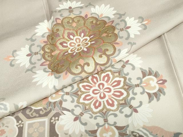 平和屋着物●豪華色留袖　駒刺繍　道長吉祥草花文　金彩　正絹　逸品　DABC2574ud