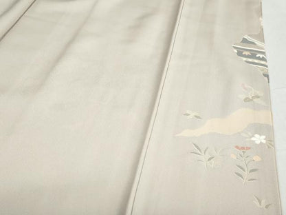 平和屋着物●豪華色留袖　駒刺繍　道長吉祥草花文　金彩　正絹　逸品　DABC2574ud