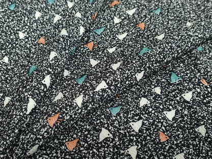 平和屋着物●上質な小紋　千鳥　たたき染め　黒地　正絹　逸品　DABC2575ud