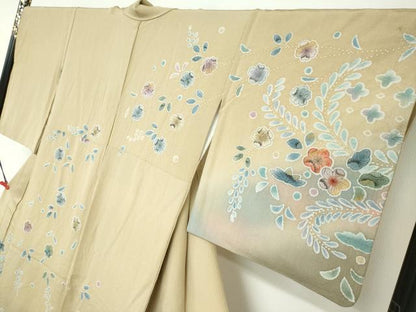 平和屋着物●訪問着　絞り　辻が花　金彩　正絹　逸品　DABC2576ud