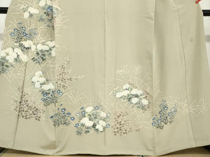 平和屋着物●本加賀友禅作家　鶴見保次　訪問着　草花文　正絹　逸品　DABC2577ud