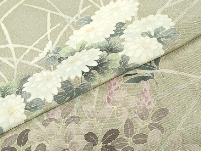 平和屋着物●本加賀友禅作家　鶴見保次　訪問着　草花文　正絹　逸品　DABC2577ud