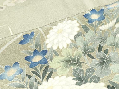 平和屋着物●本加賀友禅作家　鶴見保次　訪問着　草花文　正絹　逸品　DABC2577ud