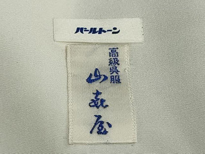 平和屋着物●上質な小紋　型染め　笹竹文　ふくら雀　鬼しぼ縮緬　正絹　逸品　DABC2580ud
