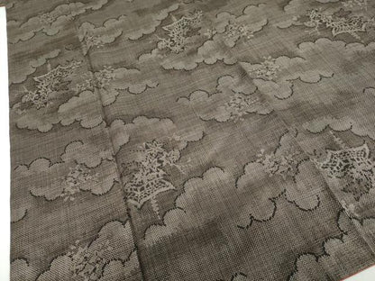平和屋着物●本場大島紬　7マルキ　雲取り風景草花文　正絹　逸品　DABC2582ud